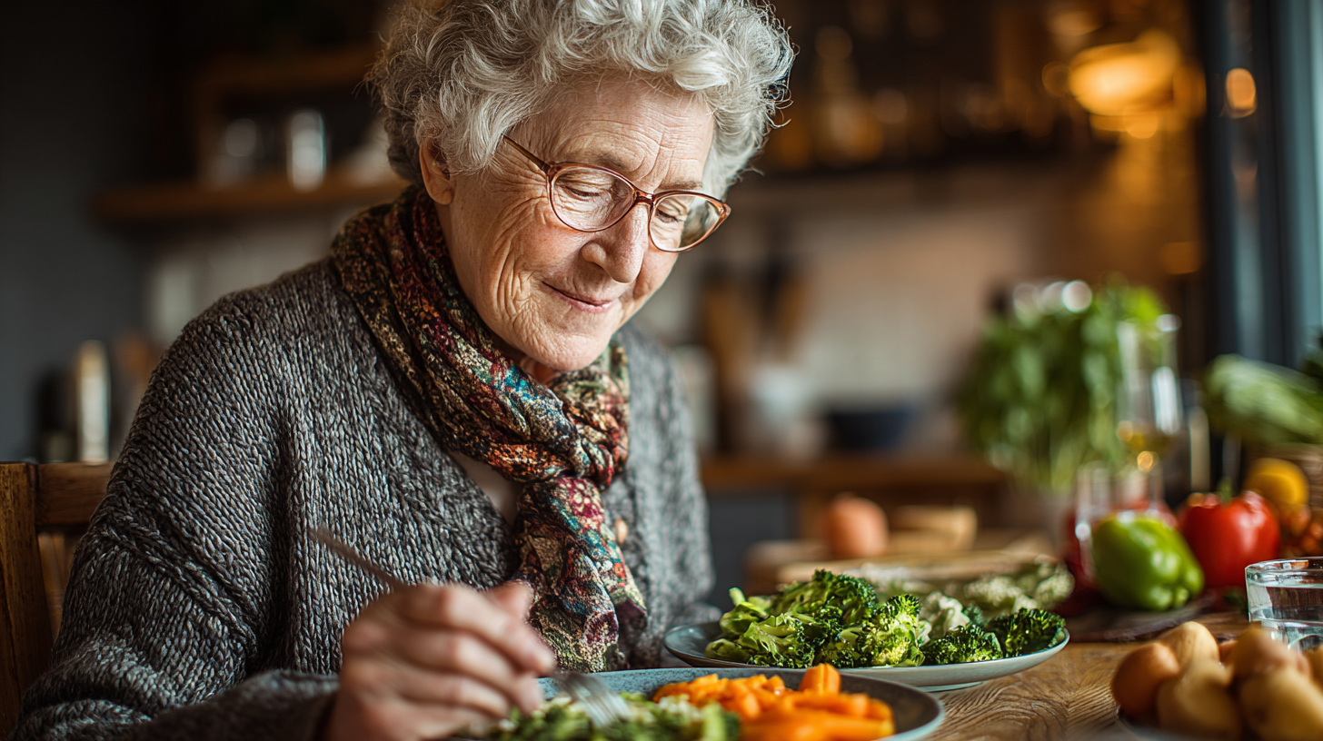 Щаслива родина старшого покоління готує здорову їжу разом на кухні